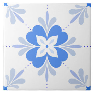 Mediterranean Flower in Blue Tile