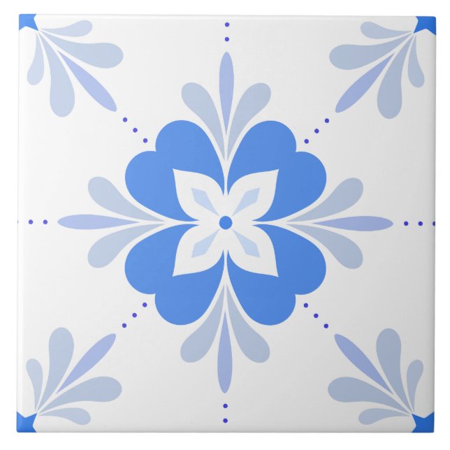 Mediterranean Flower in Blue Tile (Front)
