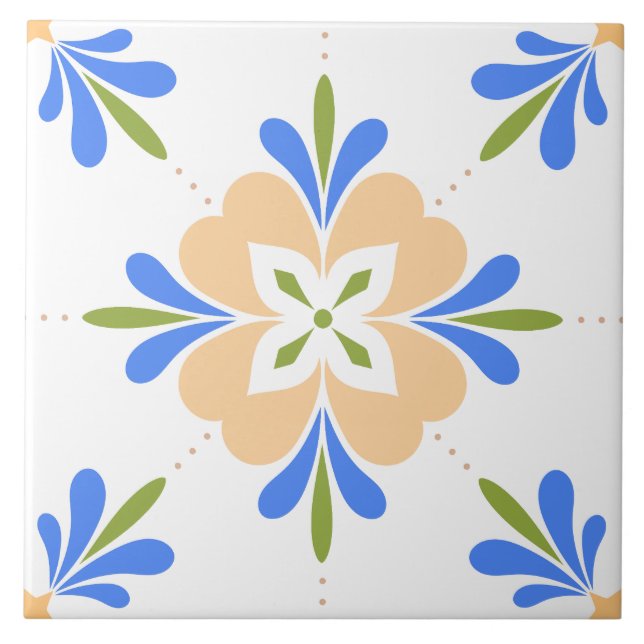 Mediterranean Flower  Tile (Front)