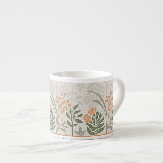 Mediterranean Folk Botanical Garden Art Espresso Cup (Front Right)