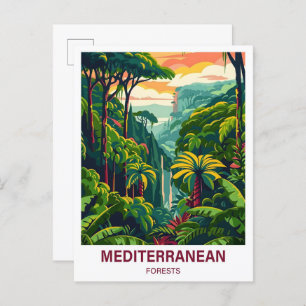Mediterranean Forest Illustration Travel Postcard