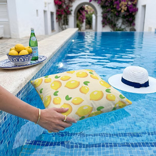 Mediterranean Fresh Lemon Pattern Sunny Summer Cushion