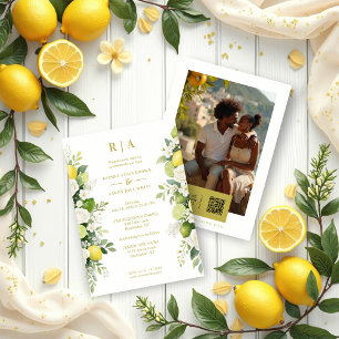 Mediterranean Fresh Lime Lemons & Flowers Garlands Invitation