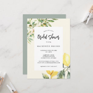 Mediterranean Garden Elegant Lemon Bridal Shower Invitation