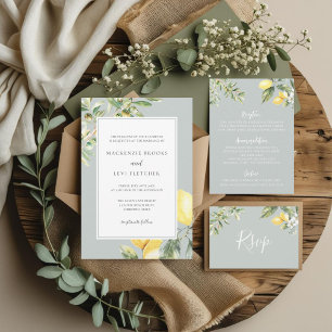 Mediterranean Garden Elegant Lemon Wedding Invitation