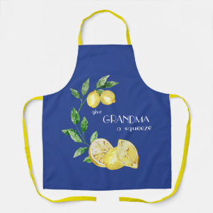 Mediterranean Give Grandma a Squeeze Blue Lemon  Apron
