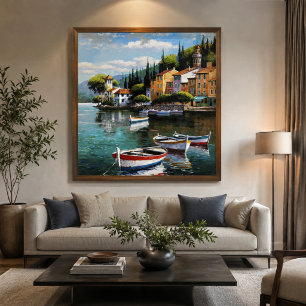Mediterranean Harbor Serenity Canvas Print
