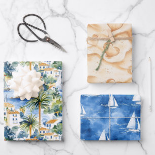 Mediterranean Hearts Sand Bridal Shower Wrapping Paper Sheet