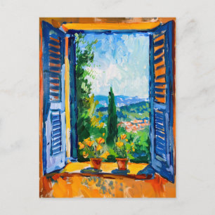 Mediterranean Hillside View Through Open Door Postcard
