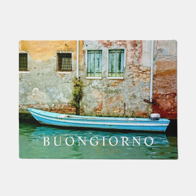 Mediterranean home decor photo welcome door mat (Front)