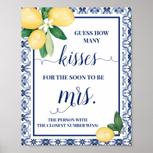 Mediterranean How Many Kisses for Mrs Shower Sign