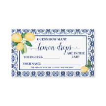 Mediterranean How Many Lemon Drop Shower Game card