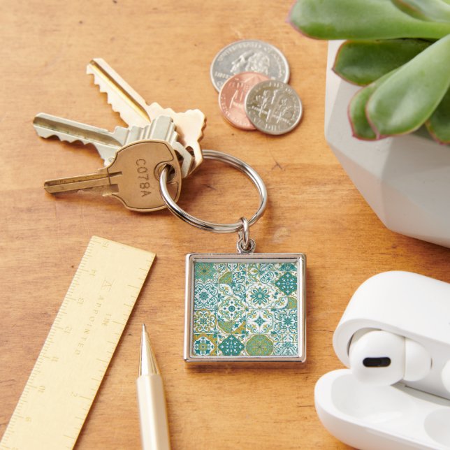 Mediterranean hues/ Azulejo tiles Key Ring (Desk)
