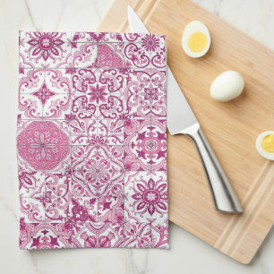 Mediterranean hues/ Azulejo tiles Tea Towel
