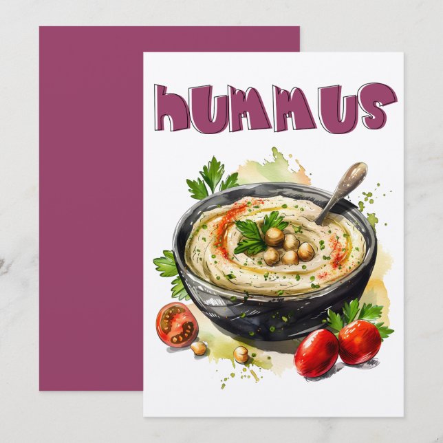 Mediterranean Hummus Healthy Vegan Food حمص Invitation (Front/Back)