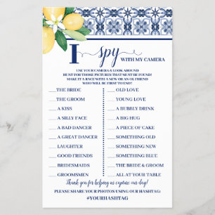 Mediterranean I Spy Wedding Reception Game Card