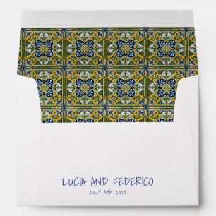 Mediterranean Italian Blue Green Tile Envelope