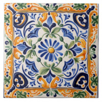 Mediterranean Italian Blue & Yellow Floral Flower