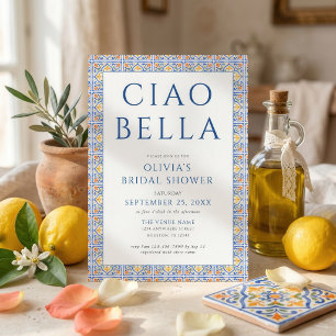 Mediterranean Italian Ciao Bella Bridal Shower Invitation