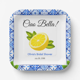 Mediterranean Italian Ciao Bella Bridal Shower Paper Plate