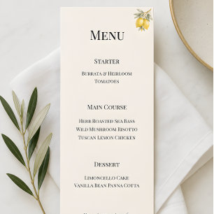 Mediterranean Italian Coastal Luxury Menu