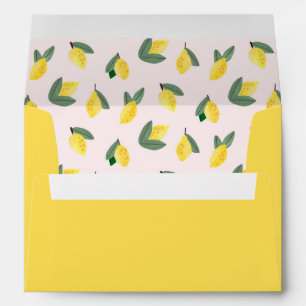 Mediterranean Italian Greece Lemon Pink Wedding Envelope