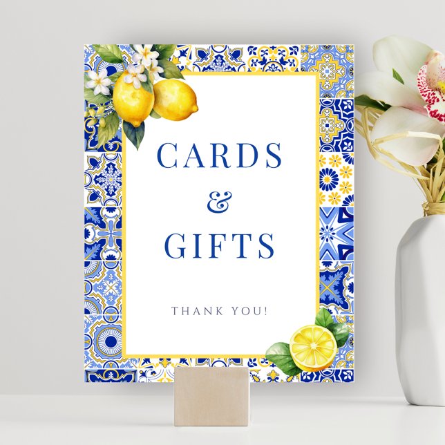 Mediterranean Italian Lemon Card Gifts Sign Poster (Mediterranean Italian Lemon Cards Gifts Sign Poster)