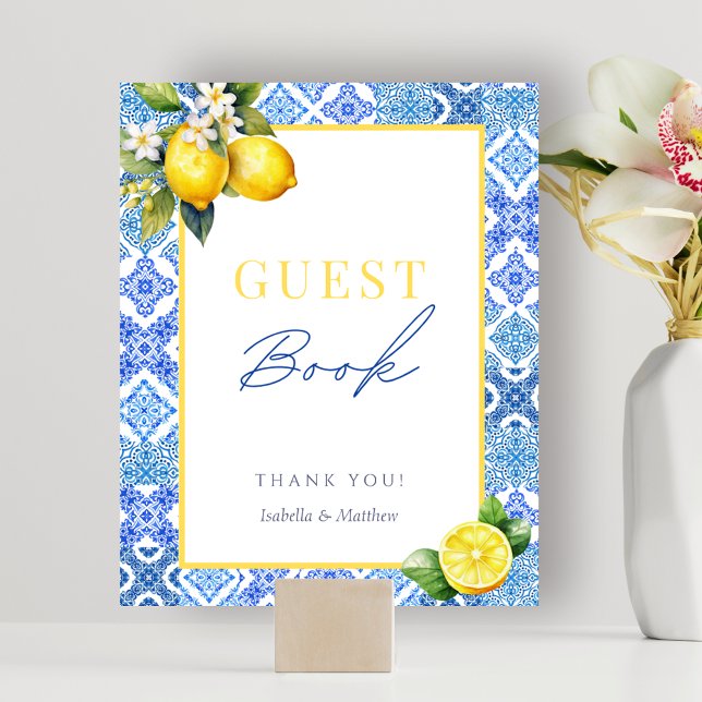 Mediterranean Italian Lemon Guest Book Sign Poster (Mediterranean Italian Lemon Guest Book Sign Poster)