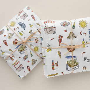 Mediterranean Italian Summer Doodle Tissue Paper