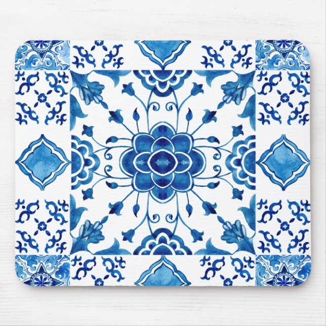 Mediterranean Italian tile design seamless  Mouse Mat (Front)