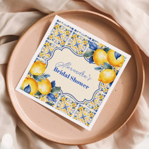 Mediterranean Italian Tile & Lemon Bridal Shower Napkin