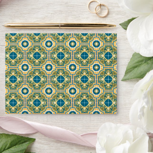 Mediterranean Italy Blue Tiles Bridal Shower  Envelope (Wedding)
