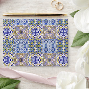 Mediterranean Italy Blue Tiles Bridal Shower Envelope