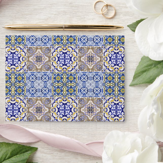Mediterranean Italy Blue Tiles Bridal Shower  Envelope (Wedding)