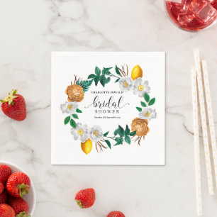 Mediterranean Italy Blue Tiles Bridal Shower Napkin