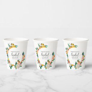 Mediterranean Italy Blue Tiles Bridal Shower Paper Cups