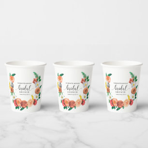 Mediterranean Italy Blue Tiles Bridal Shower Paper Cups