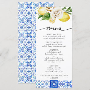 Mediterranean Italy Floral Lemon Bridal Shower Menu