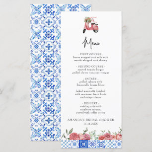 Mediterranean Italy Floral Pink Bridal Shower Menu