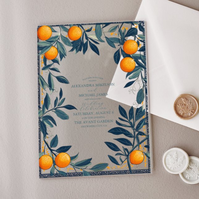 Mediterranean Italy Greece Lemon Vibrant Wedding Acrylic Invitations (Creator Uploaded)