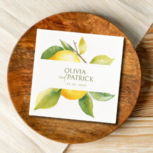 Mediterranean Italy Greece Lemon Vibrant Wedding Napkin