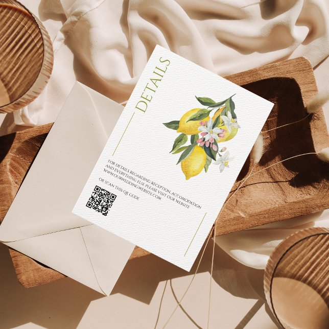 Mediterranean Italy Lemon Vibrant Wedding Details Enclosure Card (Creator Uploaded)