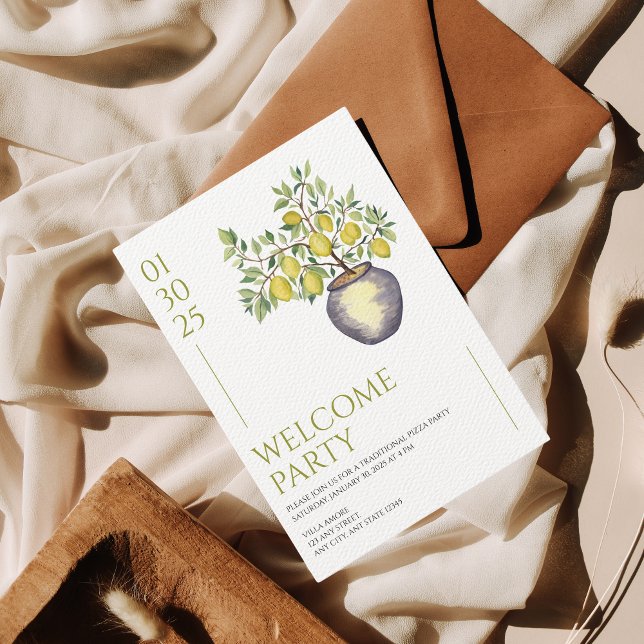 Mediterranean Italy Lemon Vibrant Welcome Party Invitation (Creator Uploaded)