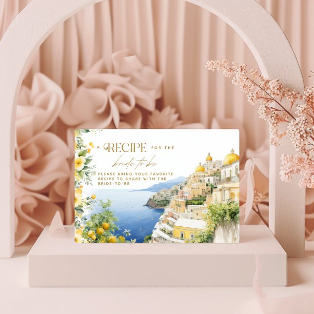 Mediterranean Italy Positano Recipe Bridal Shower Enclosure Card (Creator Uploaded)