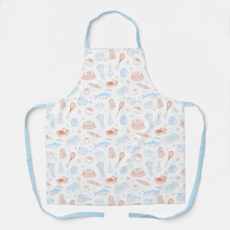 Mediterranean Kitchen Culinary Pattern Chef Apron