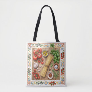 Mediterranean Kitchen Italian Pasta Ingredients Tote Bag