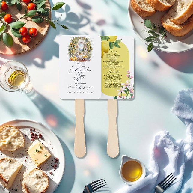 Mediterranean La Dolce Vita Wedding Program Hand Fan (Mediterranean La Dolce Vita Wedding Program Hand Fan)