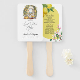 Mediterranean La Dolce Vita Wedding Program Hand Fan