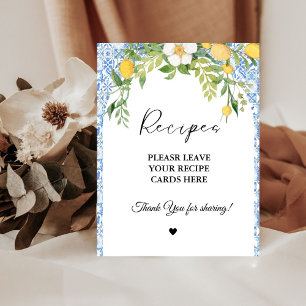 Mediterranean  Leave your Recipes Bridal shower Pedestal Sign