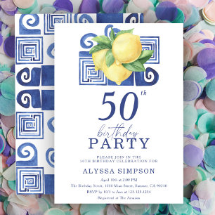 Mediterranean Lemon 50th Birthday Invitation